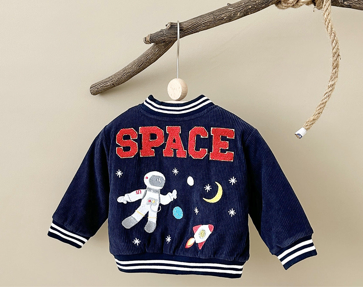 Space Explorer Kids Varsity Jacket – Toddler & Boys Corduroy Outerwear