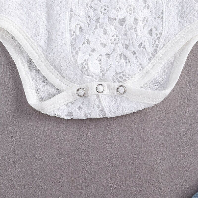 Lace & Distress Denim Set – Baby Girl Edition