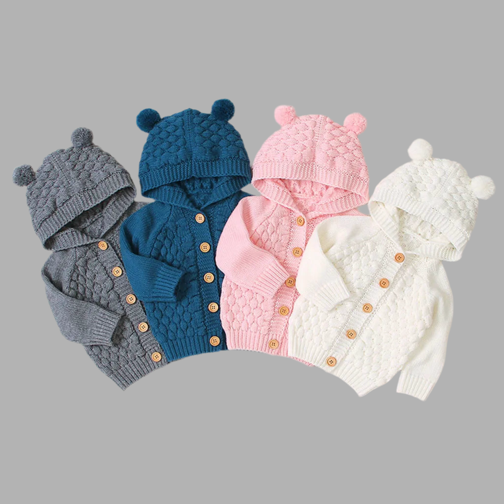 Fur Ball Knit Hooded Jacket