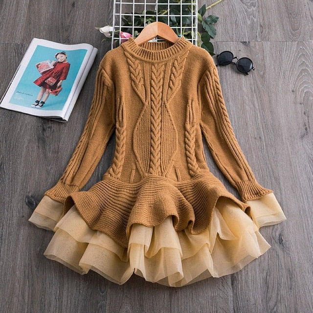 Twirl & Shine Winter Knit Tulle Dress – Girls’ Holiday Party Outfit