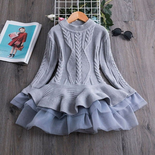 Twirl & Shine Winter Knit Tulle Dress – Girls’ Holiday Party Outfit