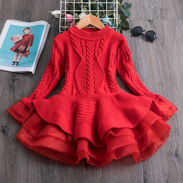 Twirl & Shine Winter Knit Tulle Dress – Girls’ Holiday Party Outfit