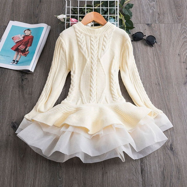 Twirl & Shine Winter Knit Tulle Dress – Girls’ Holiday Party Outfit