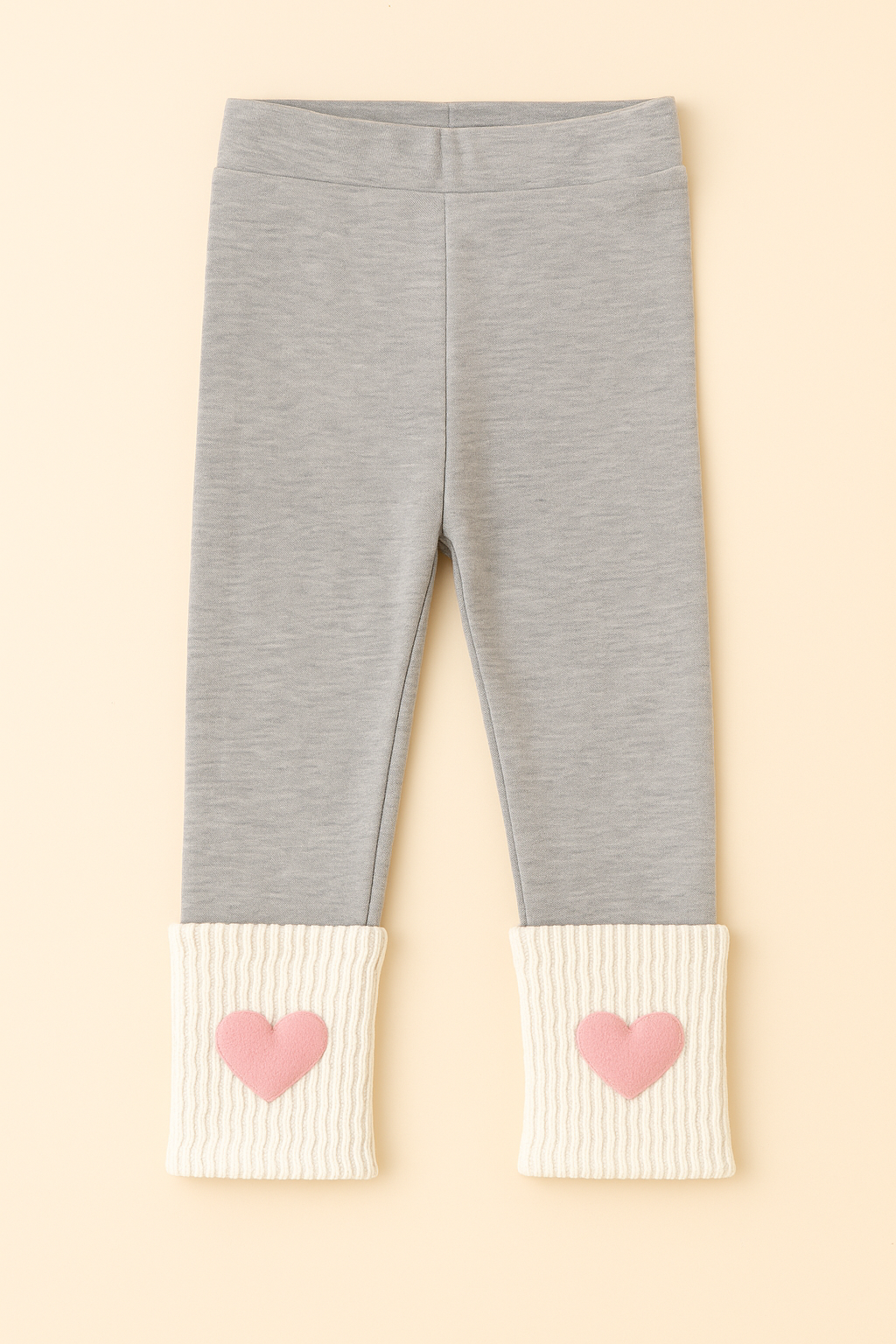 Sweetheart Stripes Set – Cozy Knit Sweater & Heart Leggings