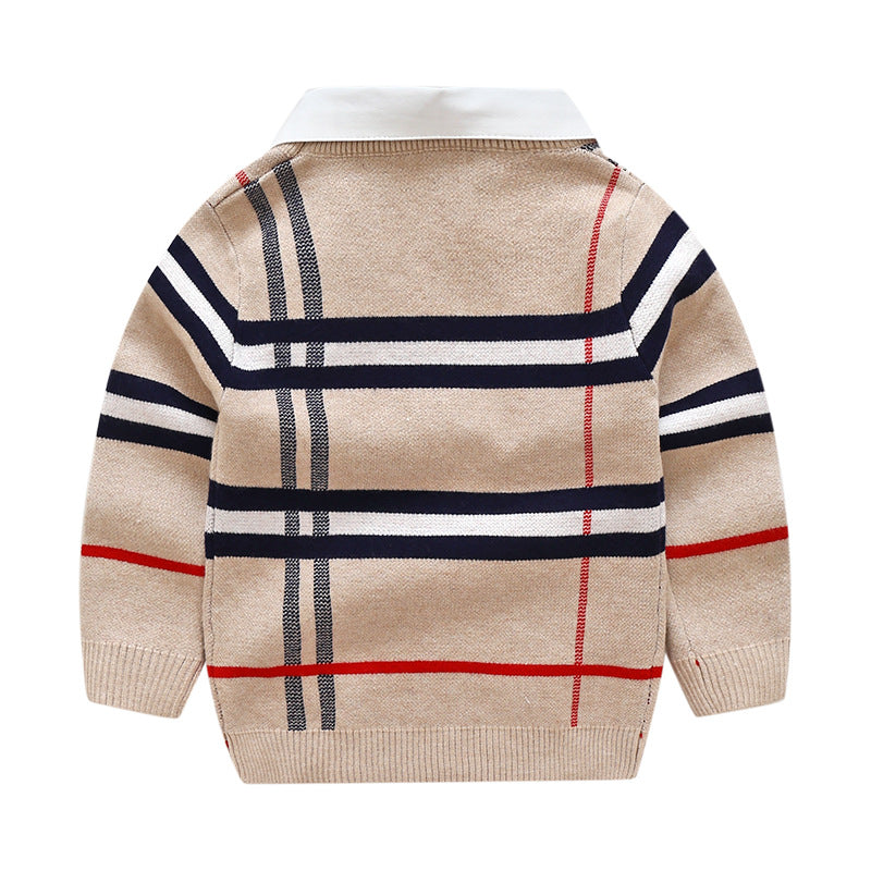 Plaid Two-Piece Layered Sweater Top | Mini Major Kids