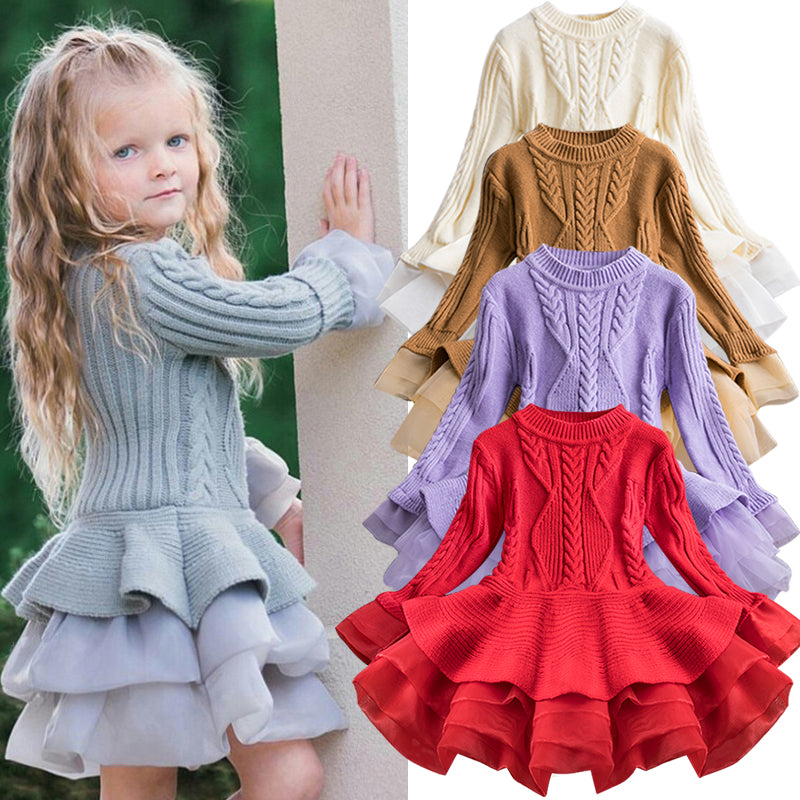 Twirl & Shine Winter Knit Tulle Dress – Girls’ Holiday Party Outfit