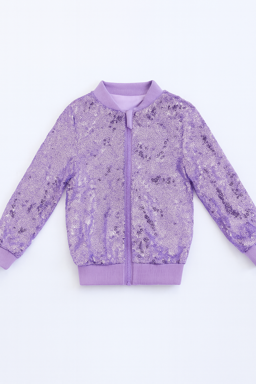 Girls Sequin Bomber Jacket – Sparkle Zip-Up