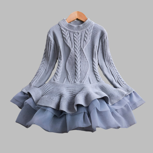 Twirl & Shine Winter Knit Tulle Dress – Girls’ Holiday Party Outfit