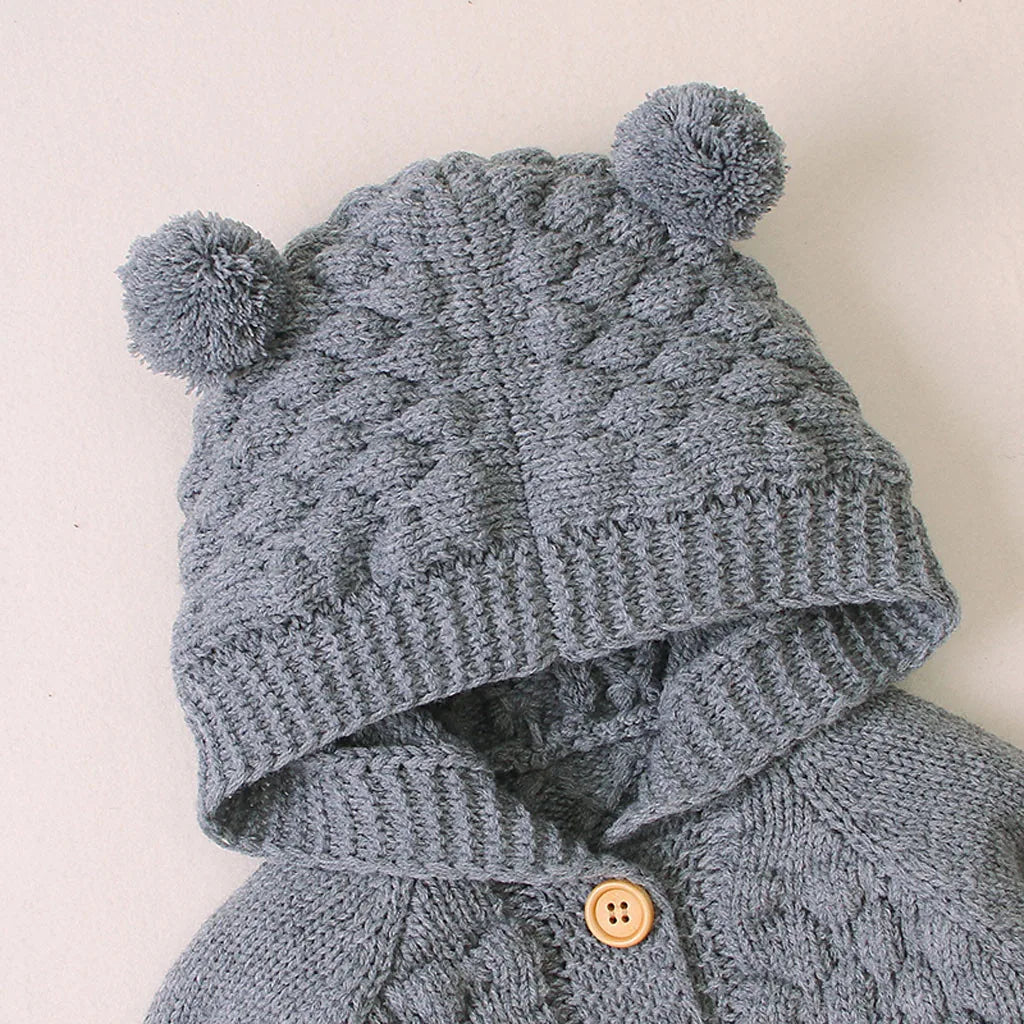 Fur Ball Knit Hooded Jacket