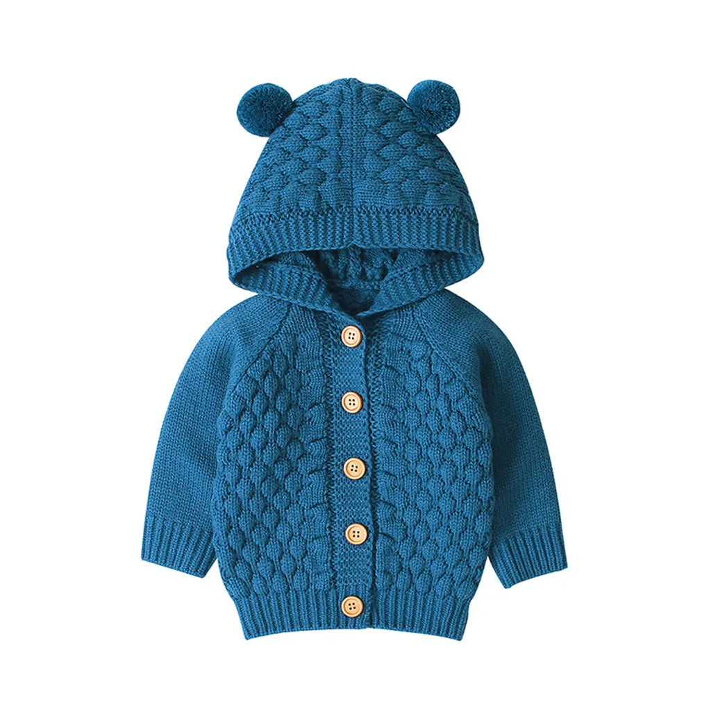 Fur Ball Knit Hooded Jacket
