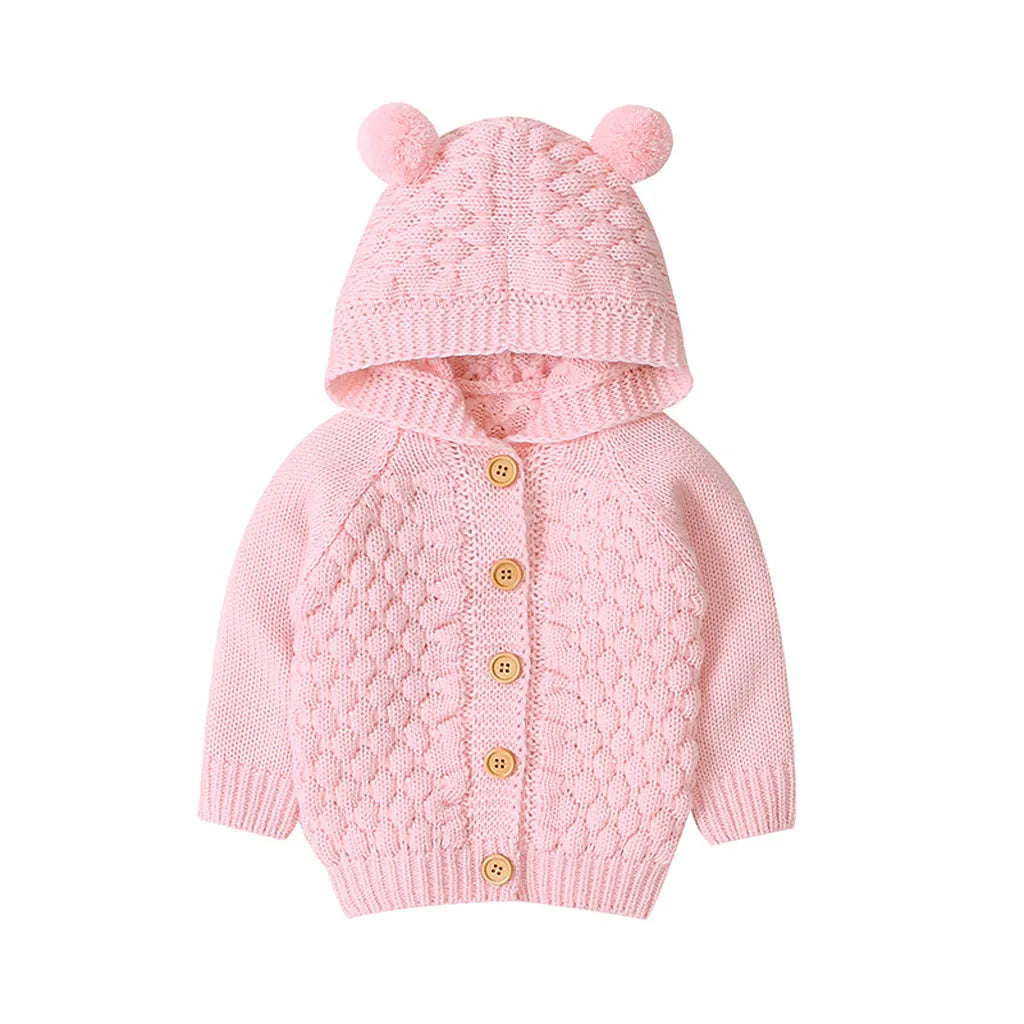 Fur Ball Knit Hooded Jacket