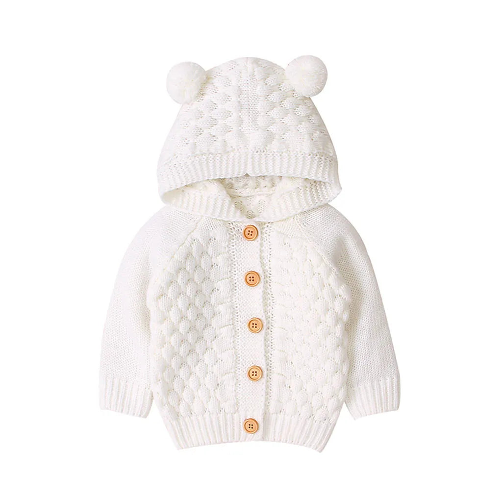 Fur Ball Knit Hooded Jacket