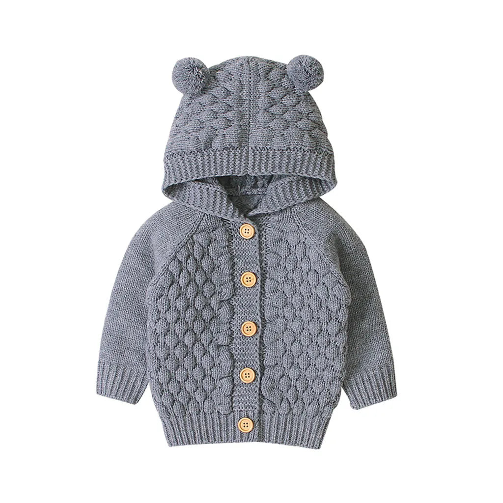Fur Ball Knit Hooded Jacket