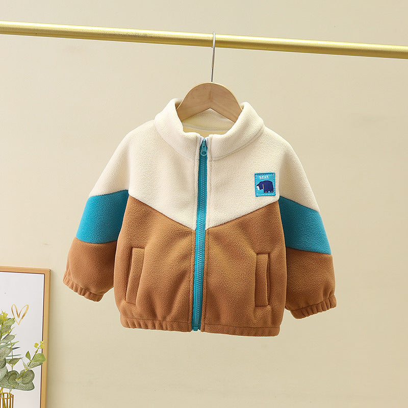 Kids Colorblock Fleece Jacket - Cozy Zip-Up