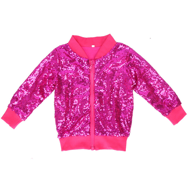 Girls Sequin Bomber Jacket – Sparkle Zip-Up
