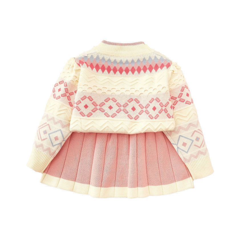 Cozy Knit Sweater & Pleated Skirt Set – Winter Wonderland Style