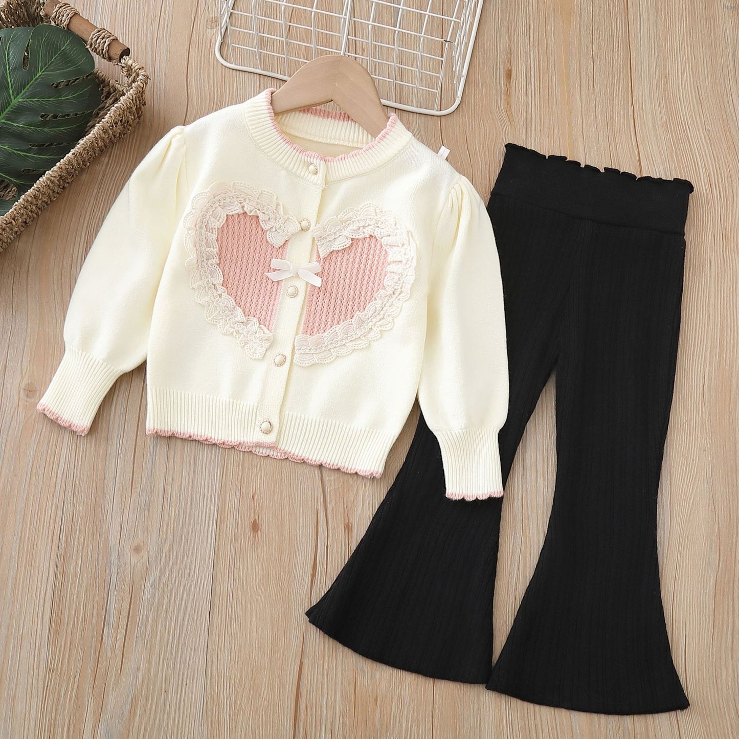 Girls’ Heart Sweater Two-Piece Set | Mini Major Kids