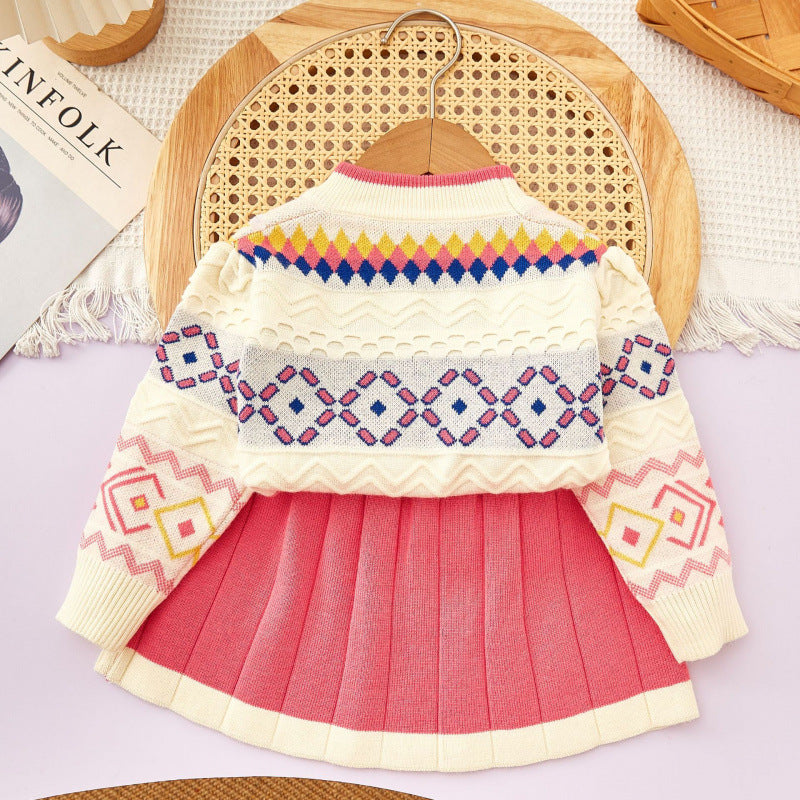 Cozy Knit Sweater & Pleated Skirt Set – Winter Wonderland Style