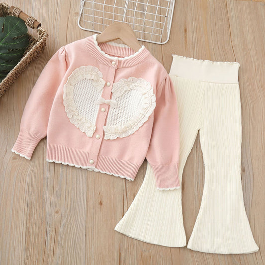 Girls’ Heart Sweater Two-Piece Set | Mini Major Kids
