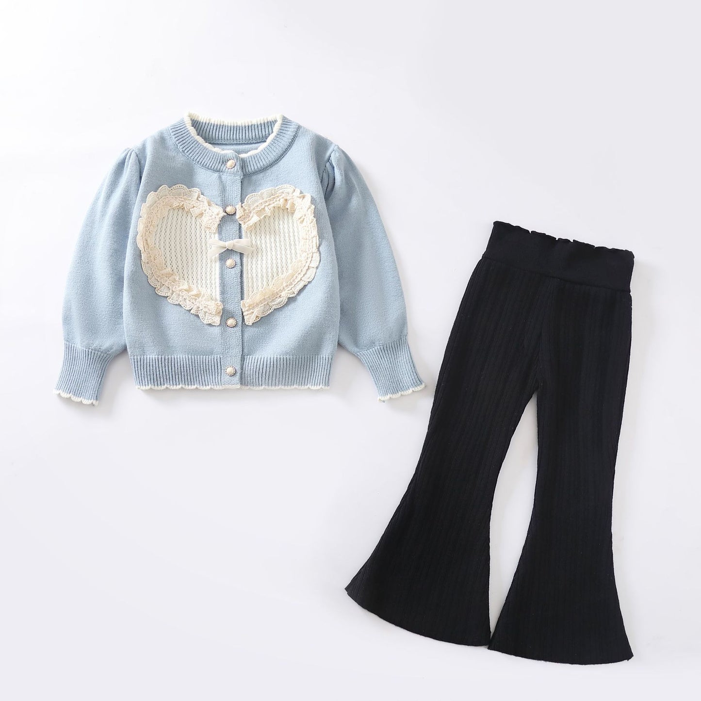 Girls’ Heart Sweater Two-Piece Set | Mini Major Kids