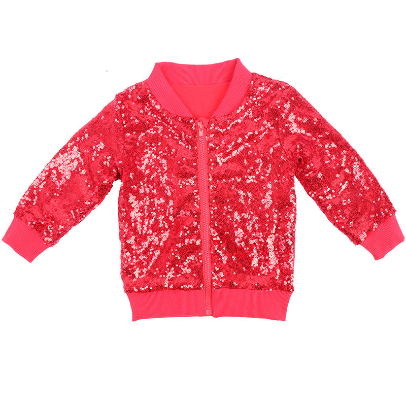 Girls Sequin Bomber Jacket – Sparkle Zip-Up