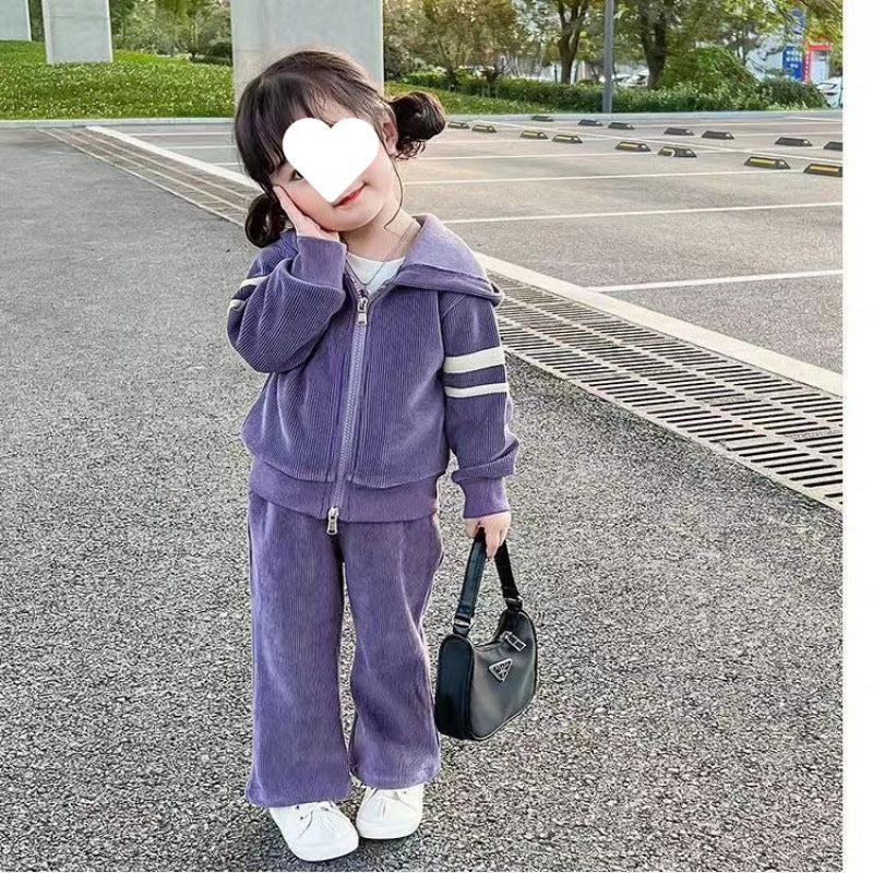 Kids Purple Corduroy Tracksuit