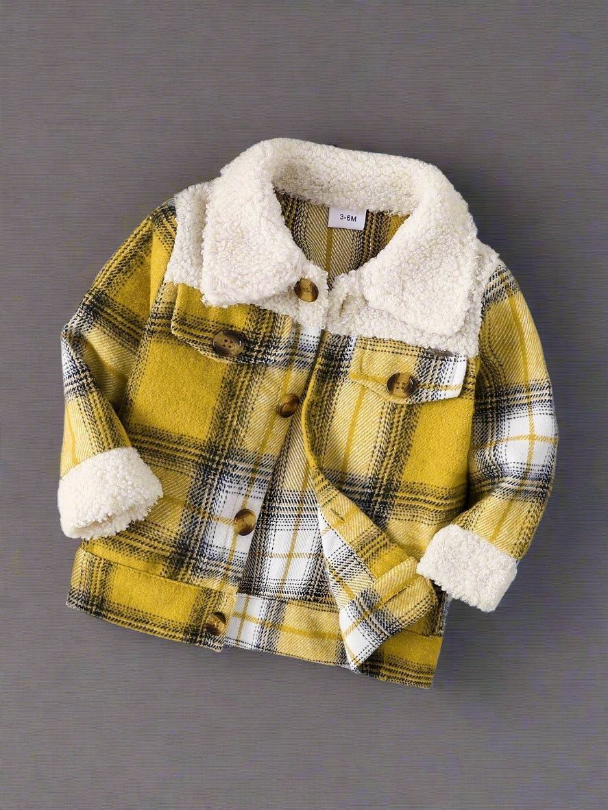 Cozy Plaid Sherpa Jacket – Fall/Winter Kids Outerwear