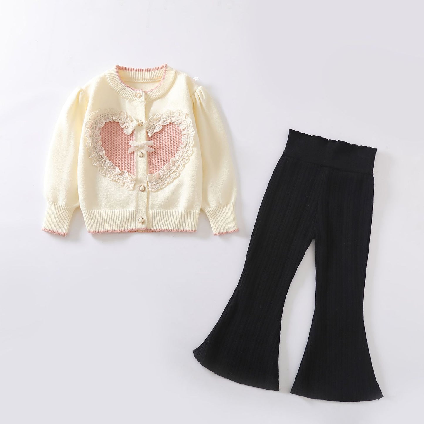 Girls’ Heart Sweater Two-Piece Set | Mini Major Kids