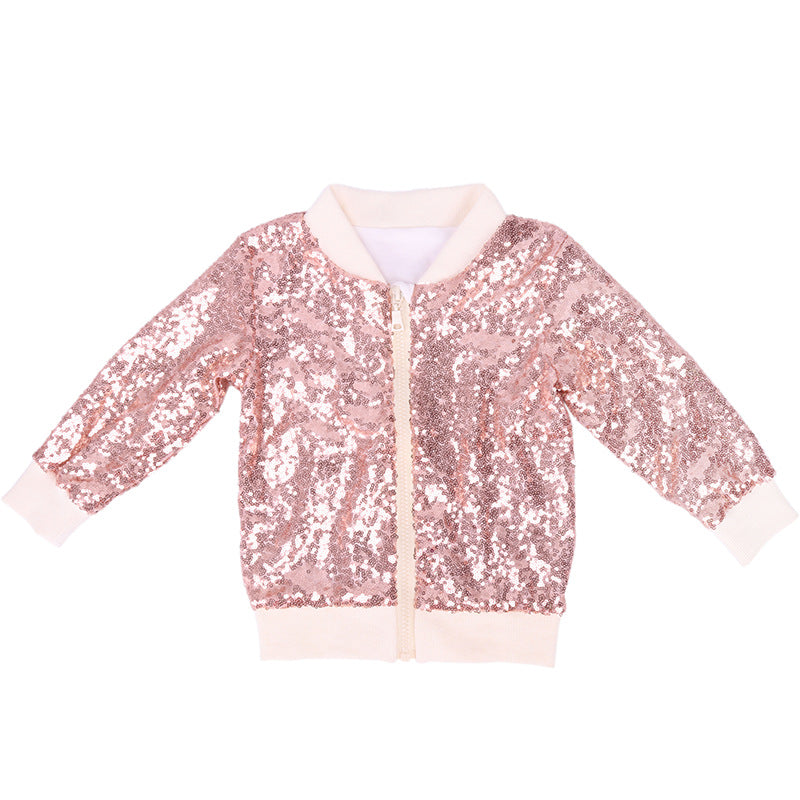 Girls Sequin Bomber Jacket – Sparkle Zip-Up