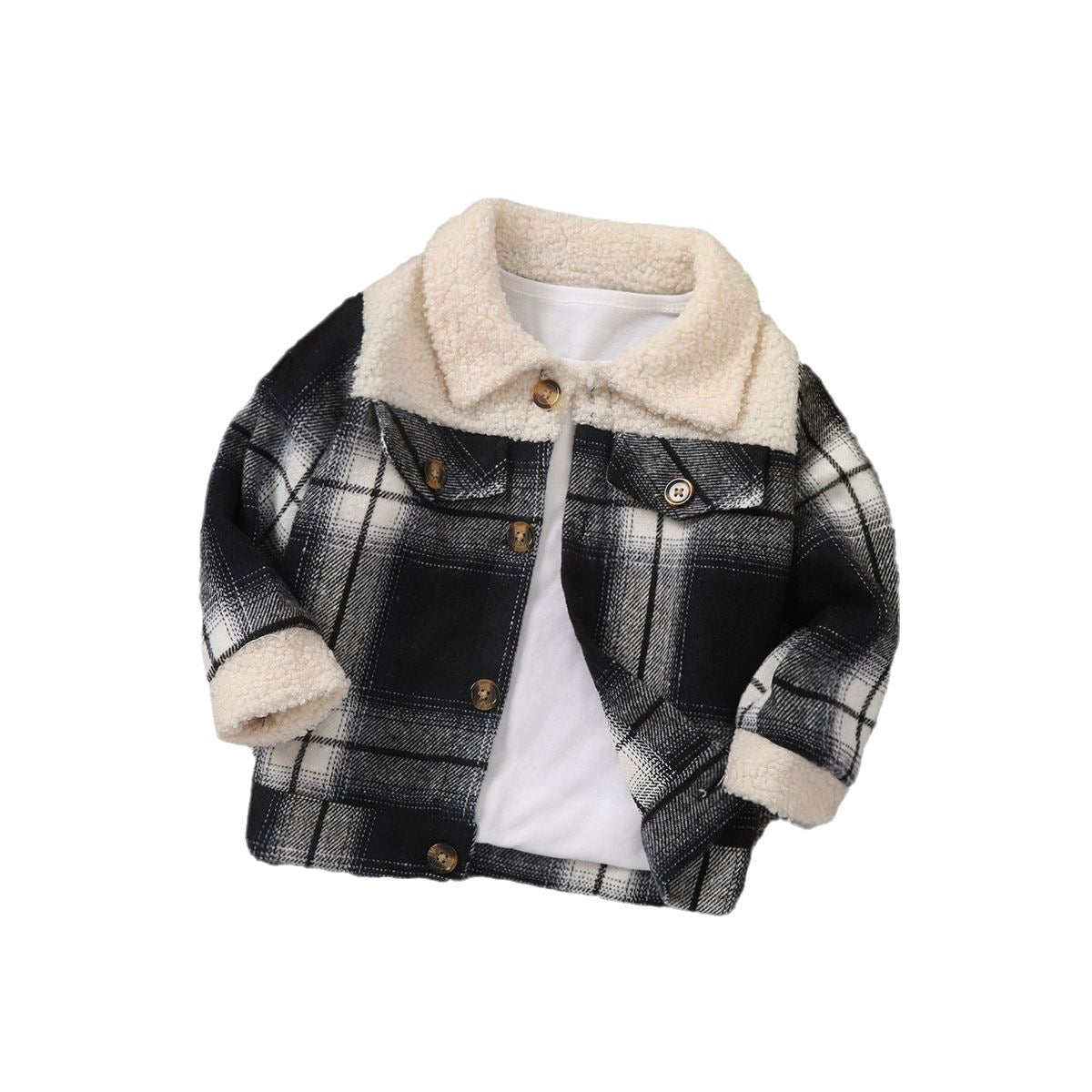Cozy Plaid Sherpa Jacket – Fall/Winter Kids Outerwear