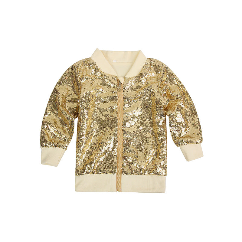 Girls Sequin Bomber Jacket – Sparkle Zip-Up
