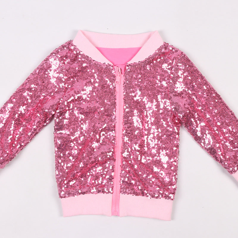 Girls Sequin Bomber Jacket – Sparkle Zip-Up
