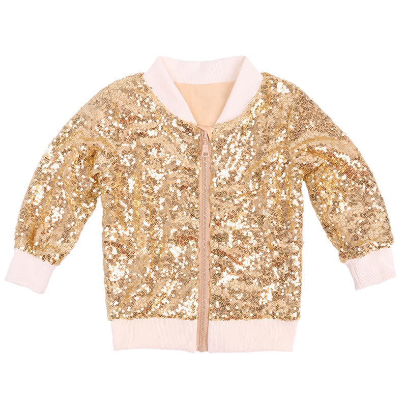 Girls Sequin Bomber Jacket – Sparkle Zip-Up
