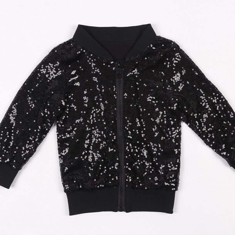 Girls Sequin Bomber Jacket – Sparkle Zip-Up