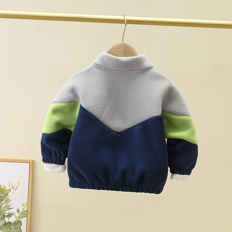 Kids Colorblock Fleece Jacket - Cozy Zip-Up