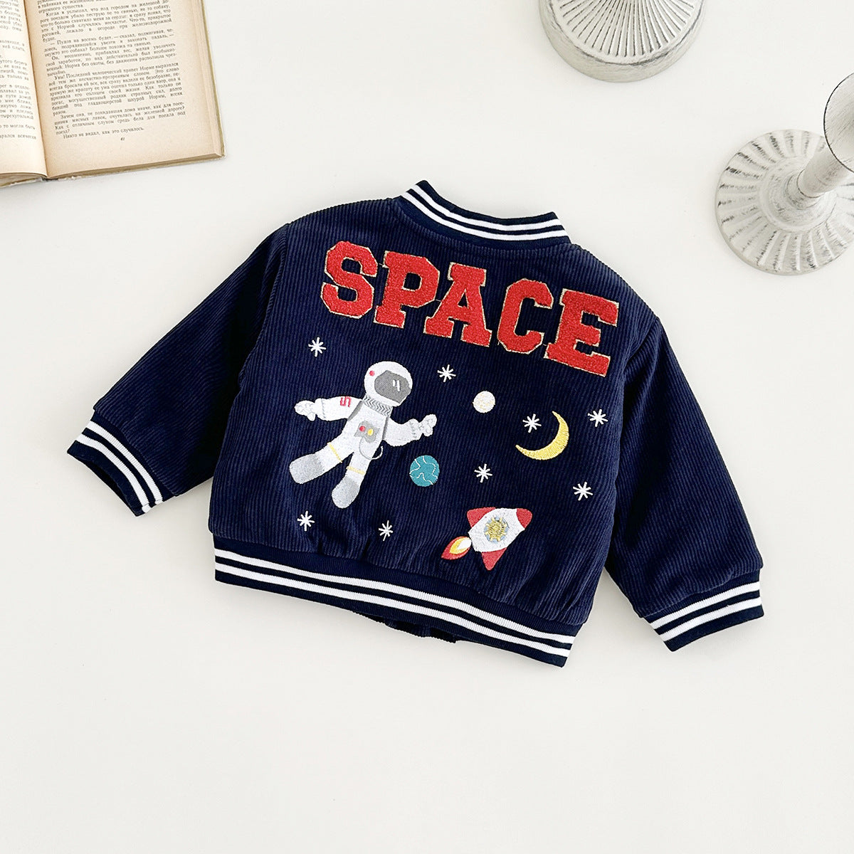 Space Explorer Kids Varsity Jacket – Toddler & Boys Corduroy Outerwear
