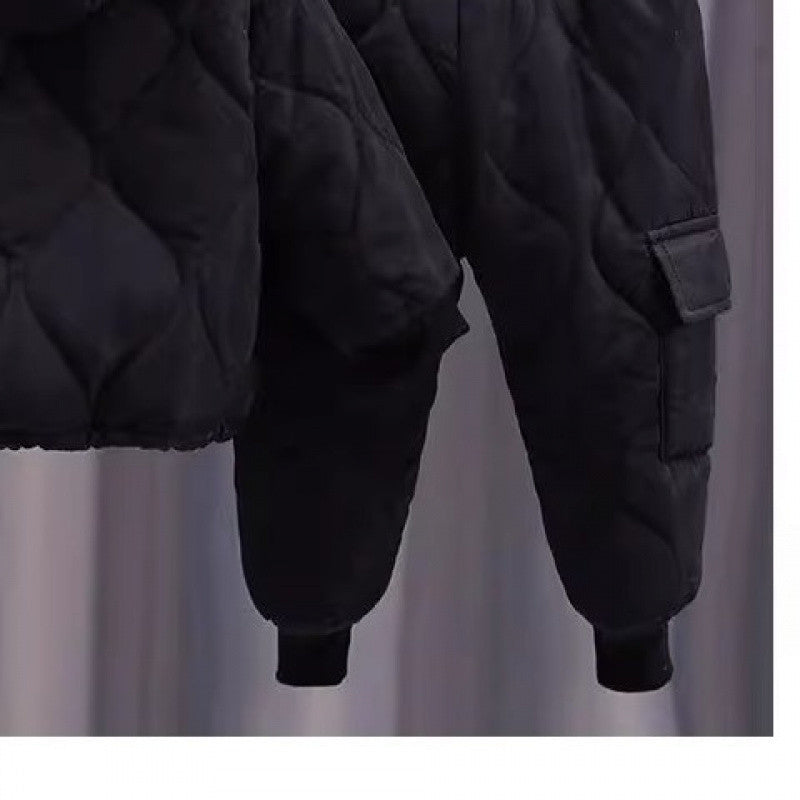 Kids Quilted Puffer Set – Warm Hooded Jacket & Pants (Red, Blue, Black)