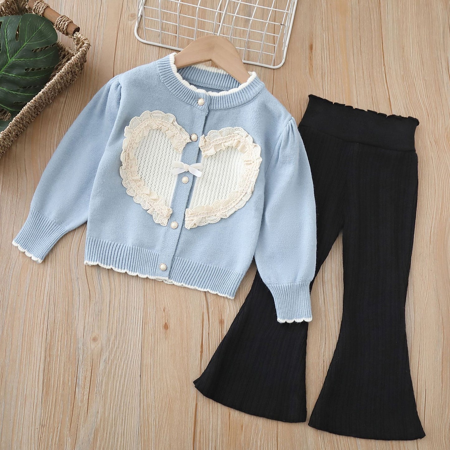 Girls’ Heart Sweater Two-Piece Set | Mini Major Kids