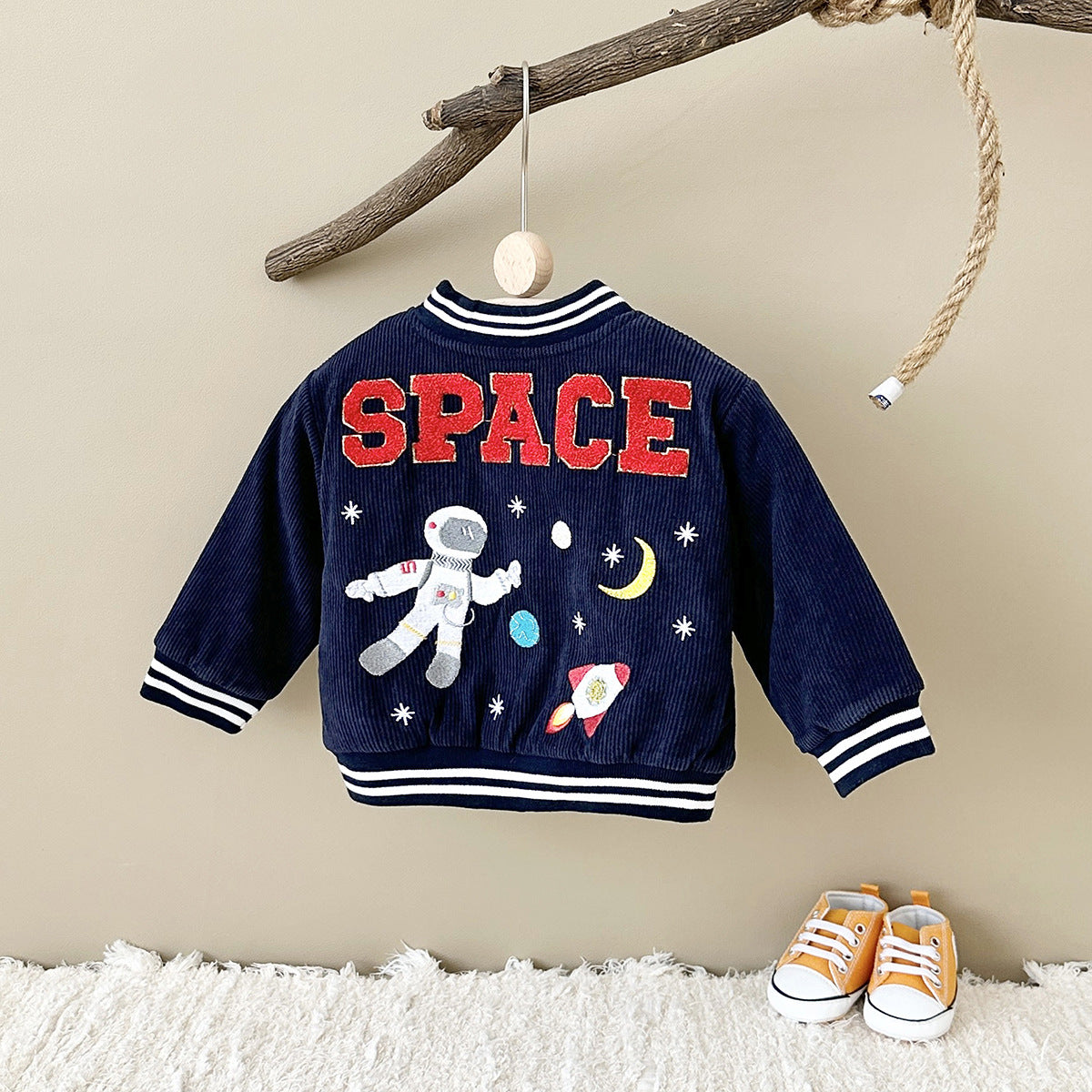 Space Explorer Kids Varsity Jacket – Toddler & Boys Corduroy Outerwear