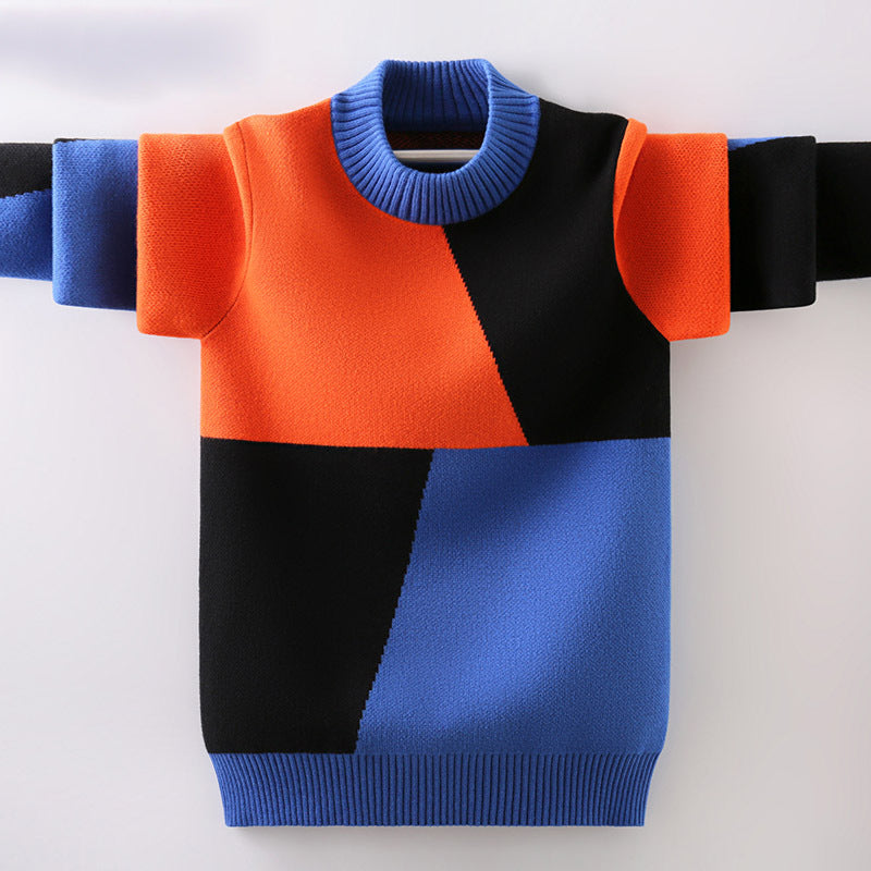 Boys’ Color Block Fleece-Lined Sweater