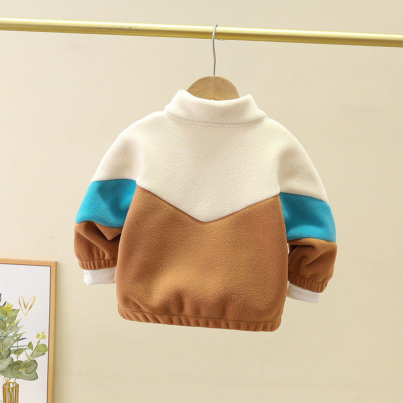 Kids Colorblock Fleece Jacket - Cozy Zip-Up
