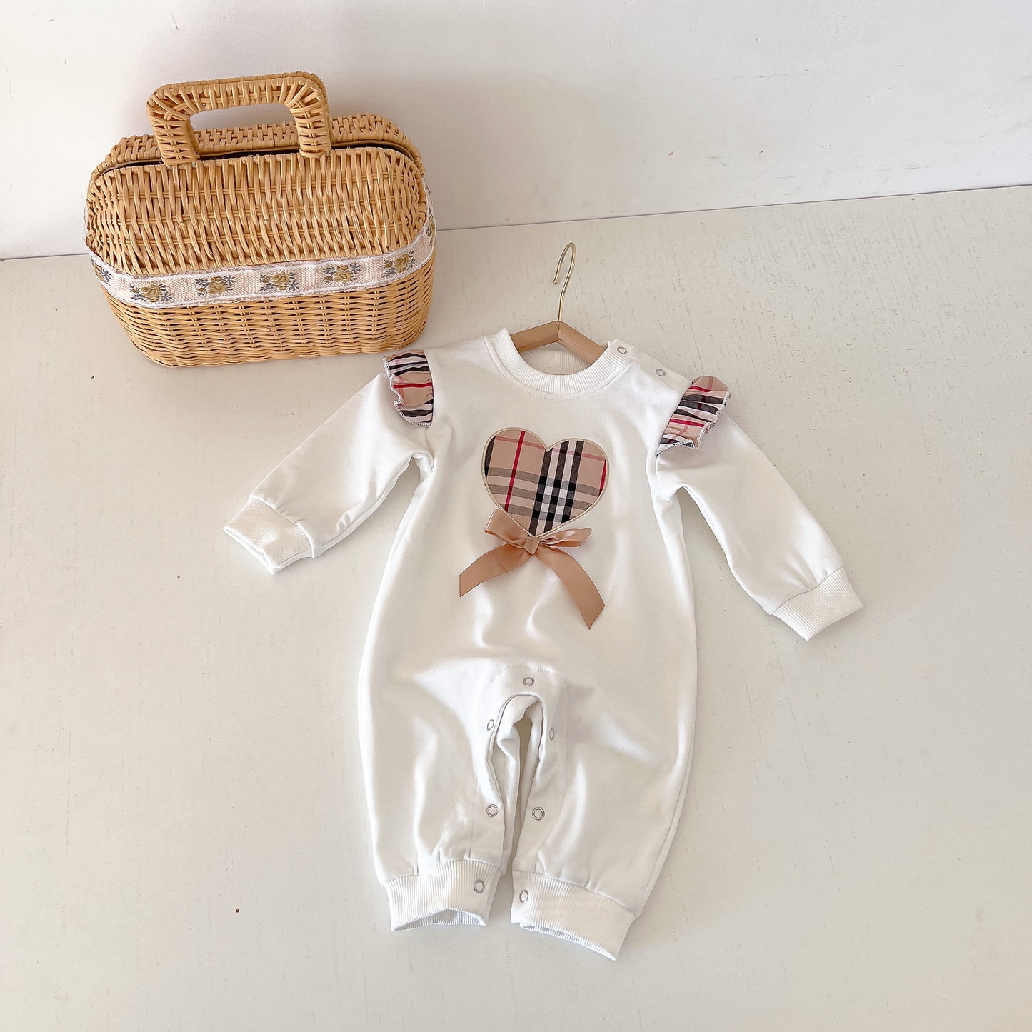 Baby Plaid Bow Romper