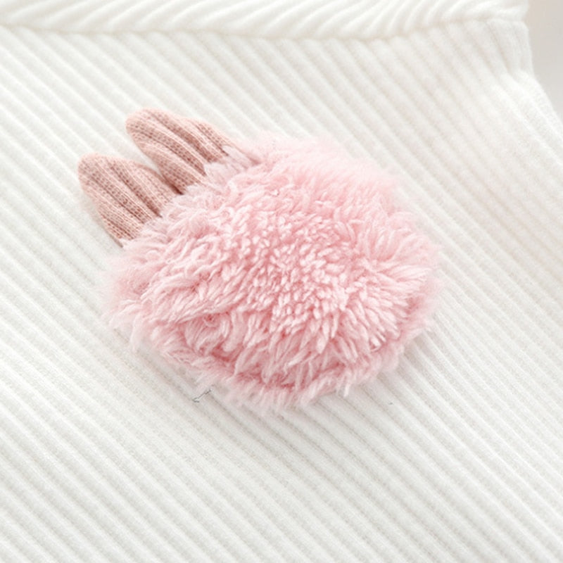 Bunny Snuggle Ribbed Romper – Soft Blush & Snow White