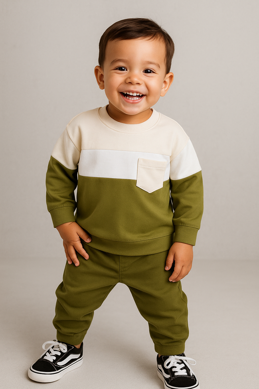 Moss Color Block Jogger Set