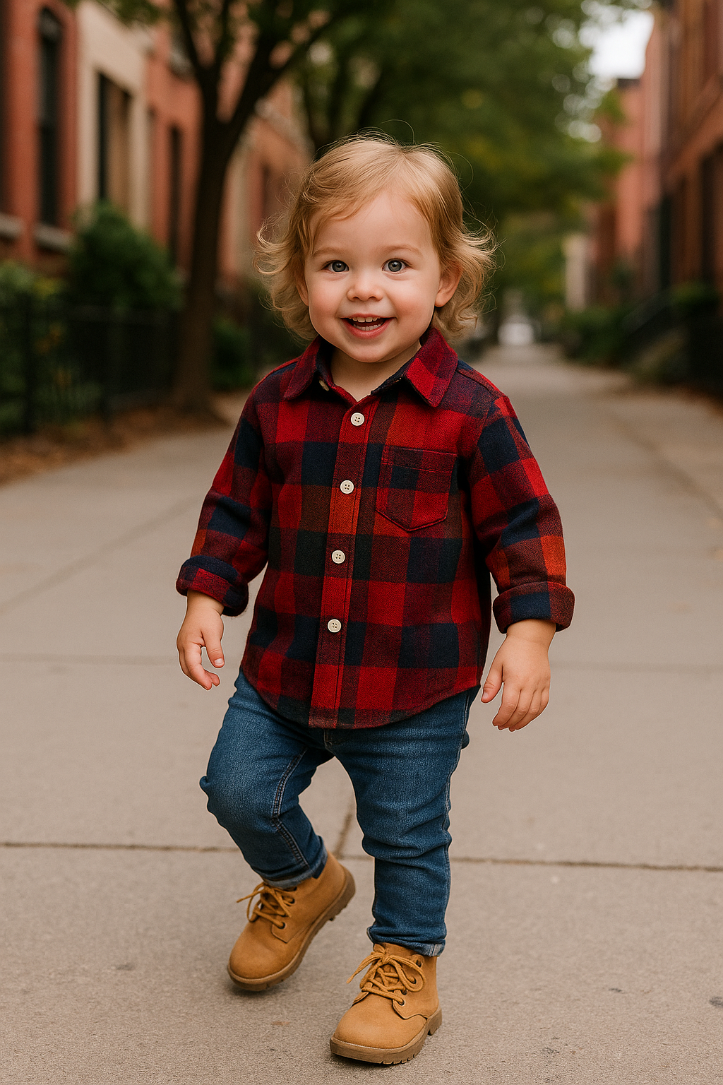 Autumn Flannel Grid Button Up