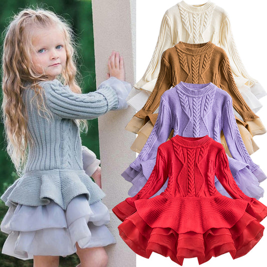 Twirl & Shine Winter Knit Tulle Dress – Girls’ Holiday Party Outfit
