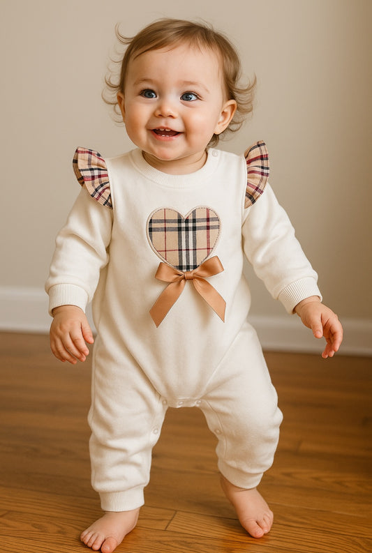 Baby Plaid Bow Romper