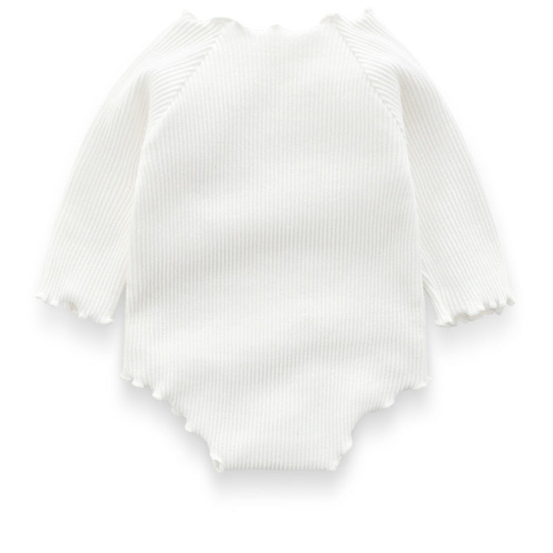 Bunny Snuggle Ribbed Romper – Soft Blush & Snow White
