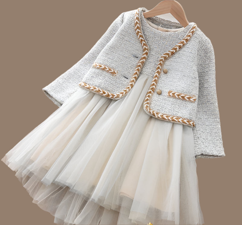 Toddler Girl Luxe Tulle & Tweed Dress - Special Occasion Outfit