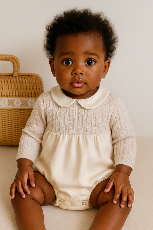 Ivory Knit Baby Romper